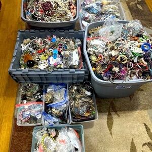 2 Lbs jewelry lot- grab bag style- wearable junk crafts repair